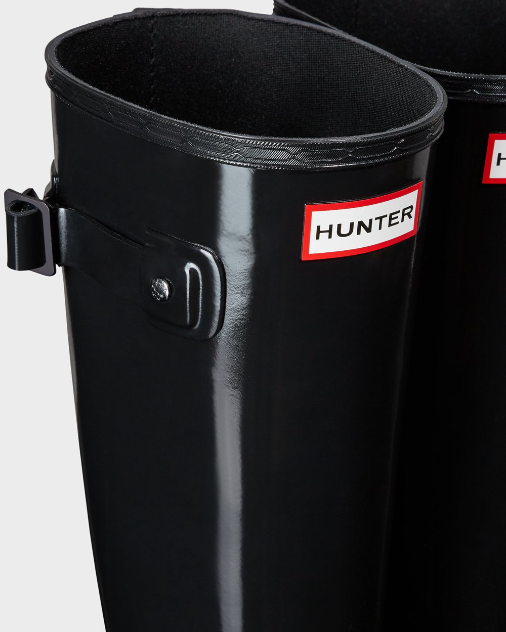 Hunter Refined Slim Fit Gloss Tall Rain Boots - Online Sale Womens Black - ERTFWS815